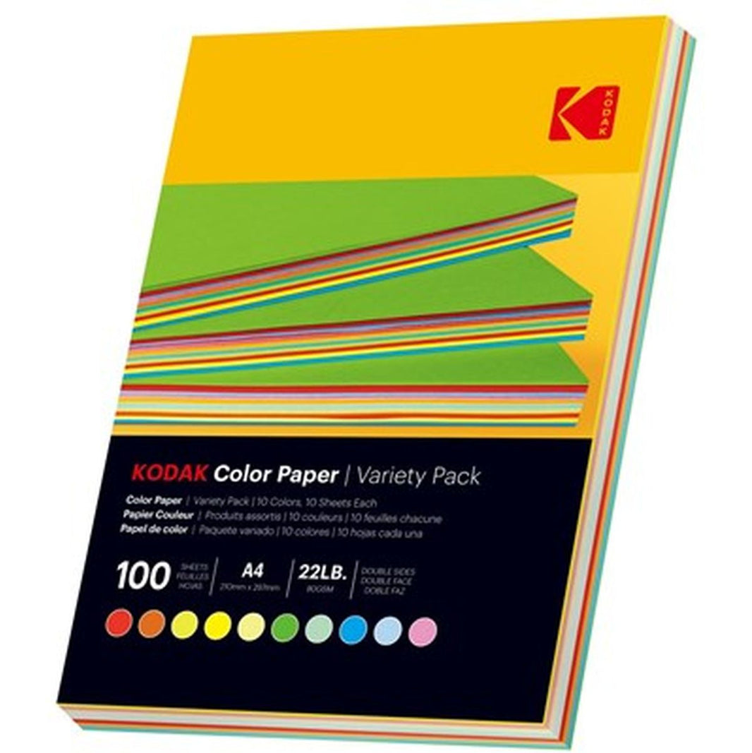 Kodak 100 Vel Colours Paper 80G/M² A4 (10X 10 Colours)