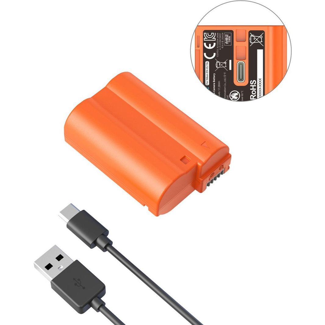 SmallRig 4966 EN EL15C USB C Rechargeable Camera Battery (Orange)