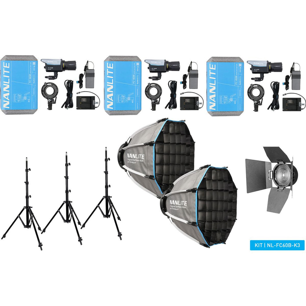 Nanlite FC-60B LED Bi-Colour Spot Light Tripple Kit