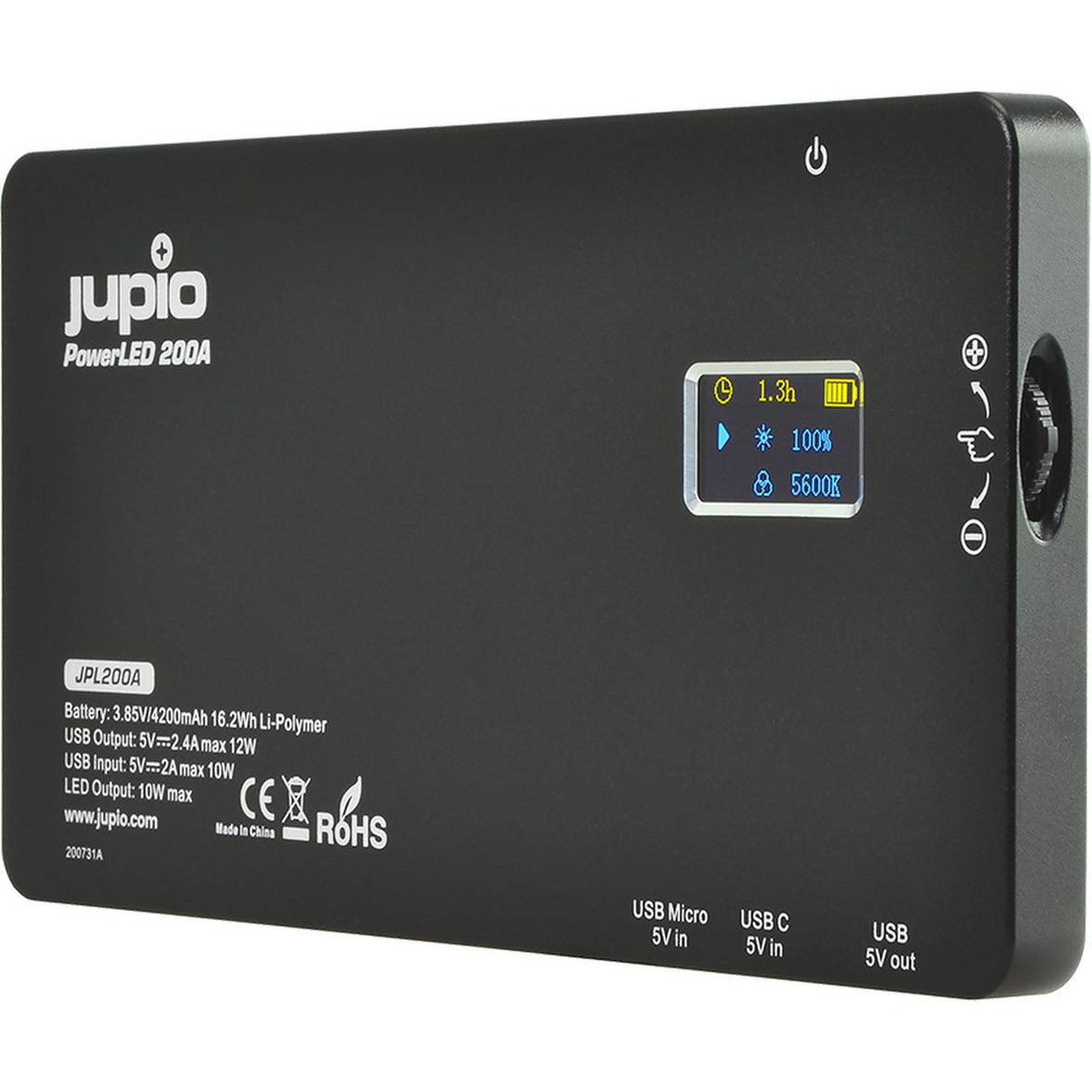 Jupio Powerled 200 Built-In PowerBank Alu