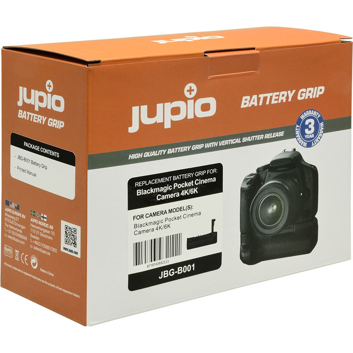 Jupio Batterygrip for Blackmagic Pocket Cinema Camera