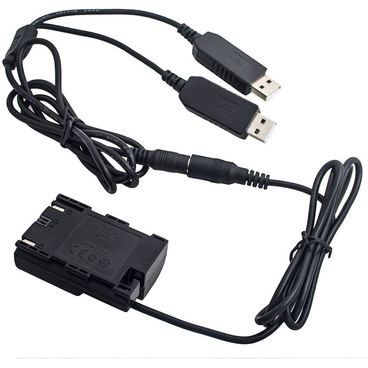 Caruba LP-E6 Full Decoding Dummy Battery +5V 2A USB Cable
