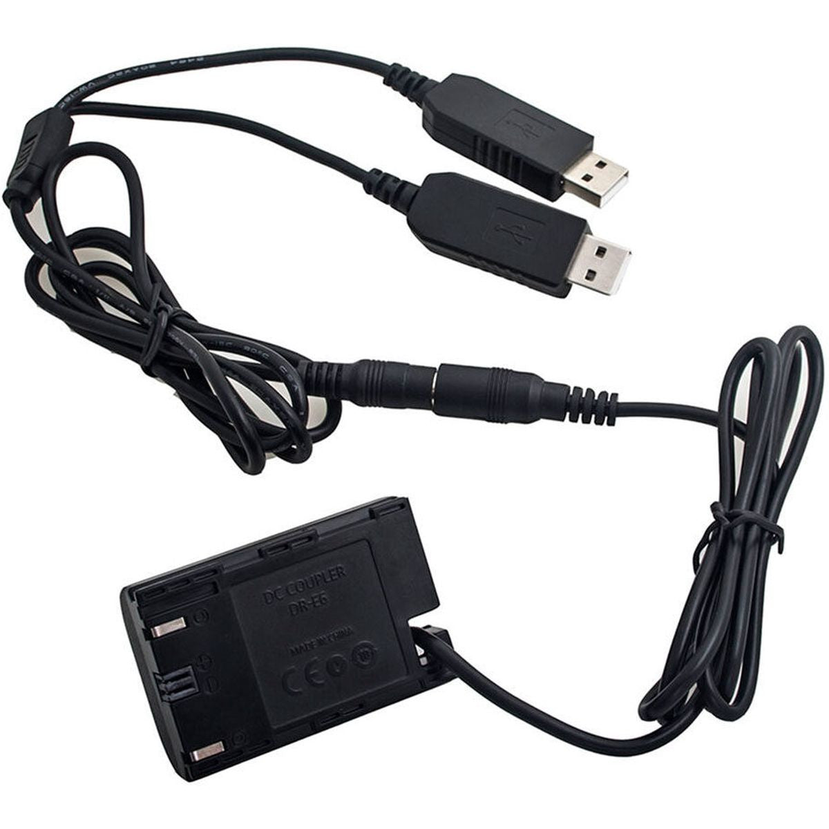 Caruba LP-E6 Full Decoding Dummy Battery +5V 2A USB Cable
