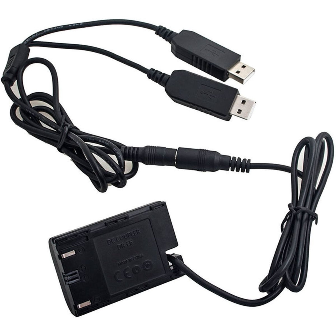 Caruba LP-E6 Full Decoding Dummy Battery +5V 2A USB Cable