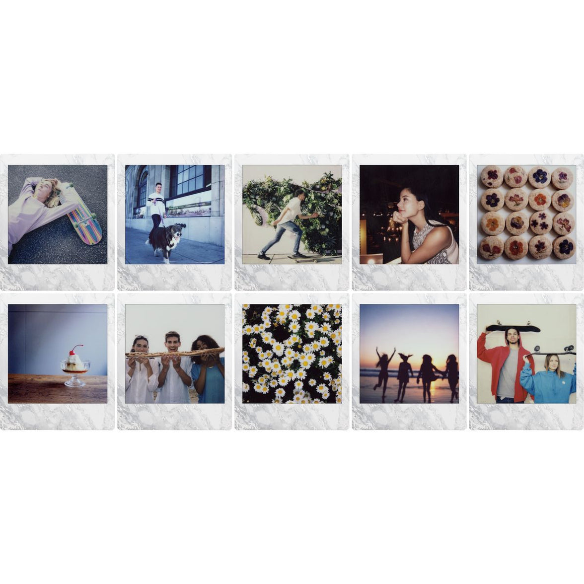 Fuji instax square film white marble