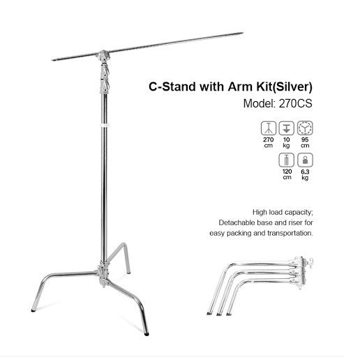 Godox 270CS C-Stand w/ Arm & Grip Head - 270cm