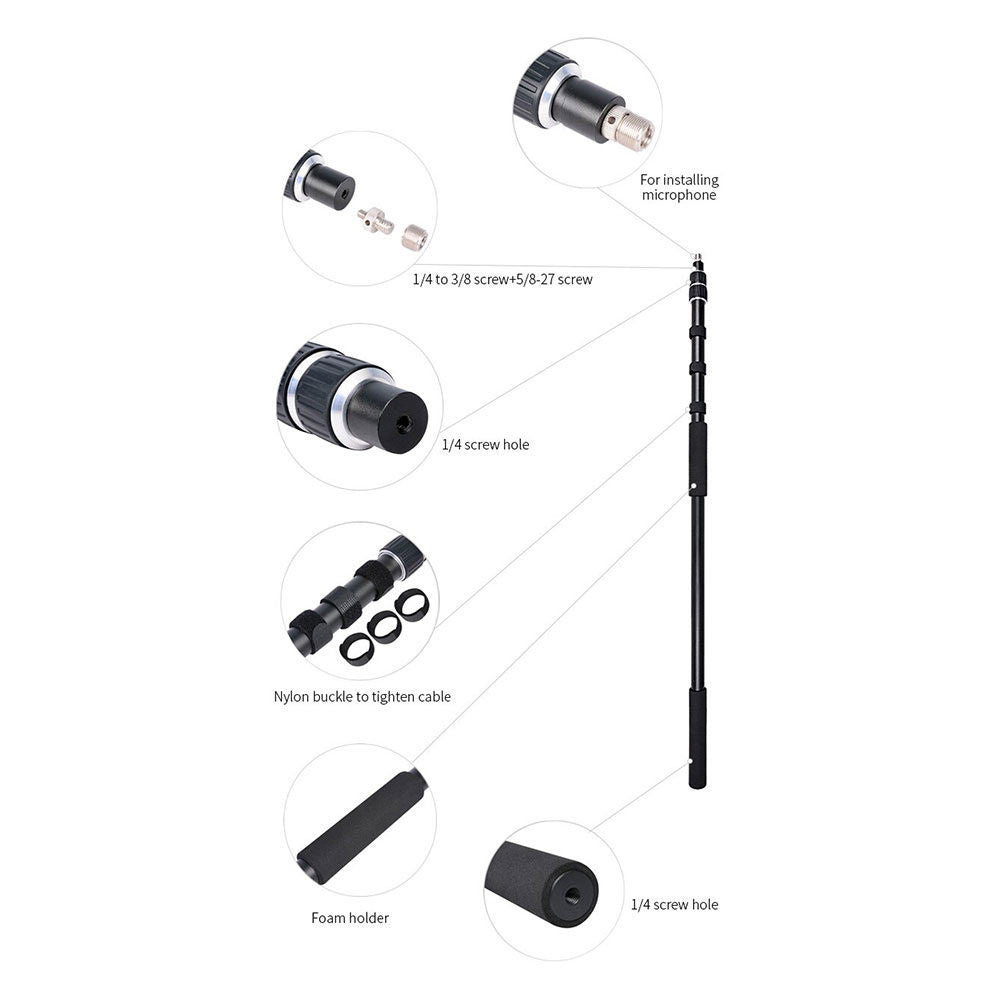 Caruba Aluminium Microphone Boompole (109-250cm) Universal