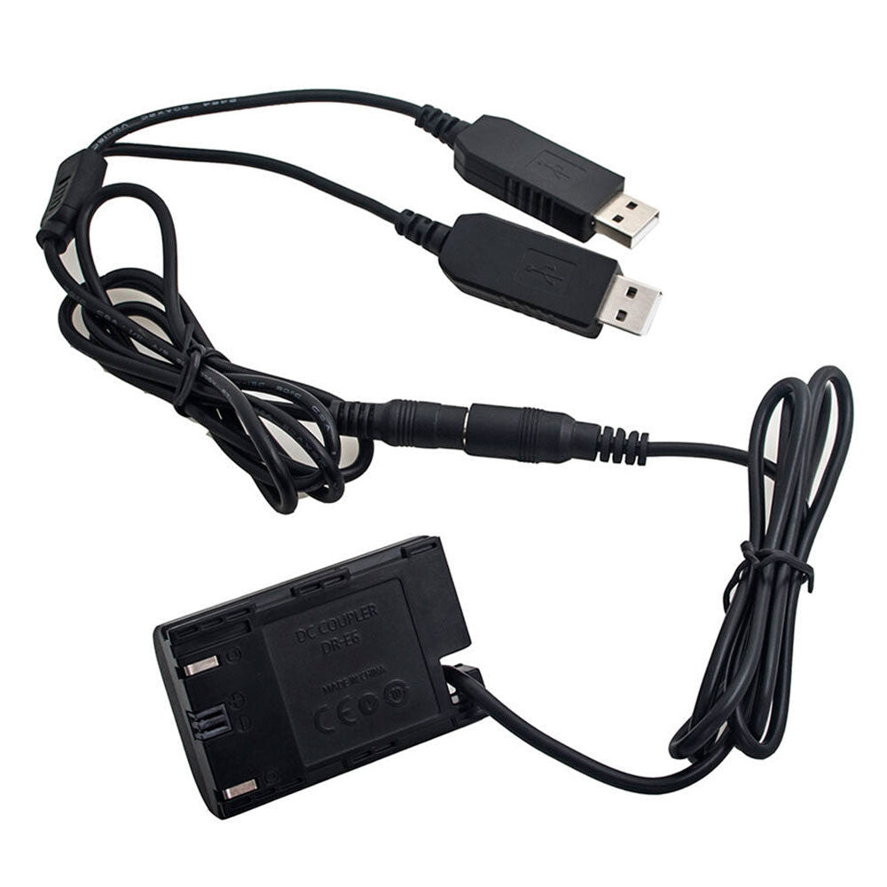 Caruba LP-E6 Full Decoding Dummy Battery +5V 2A USB Cable