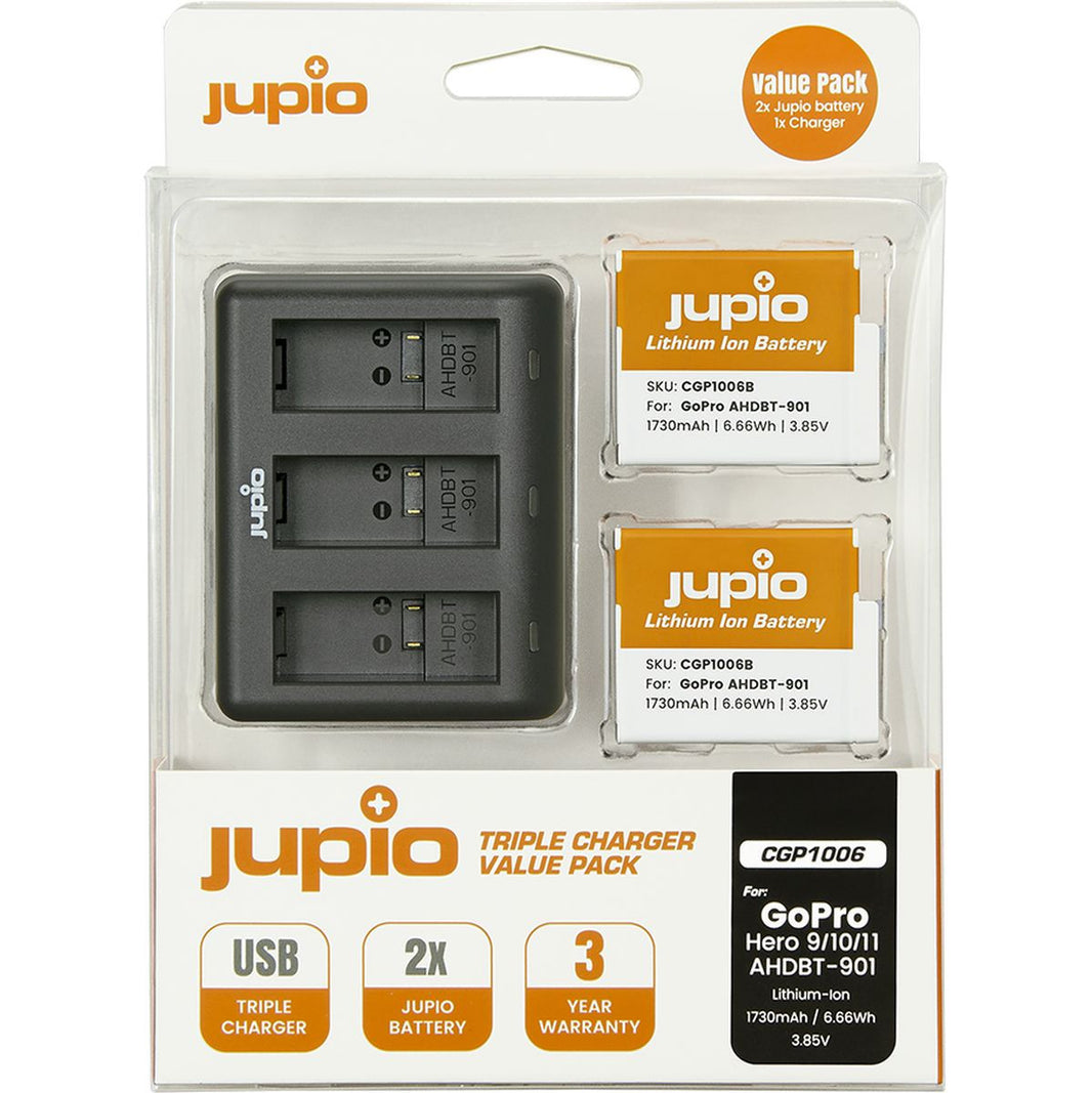 Jupio Value Pack: 2X Enduro Battery GoPro Hero 9 | Hero 10 |