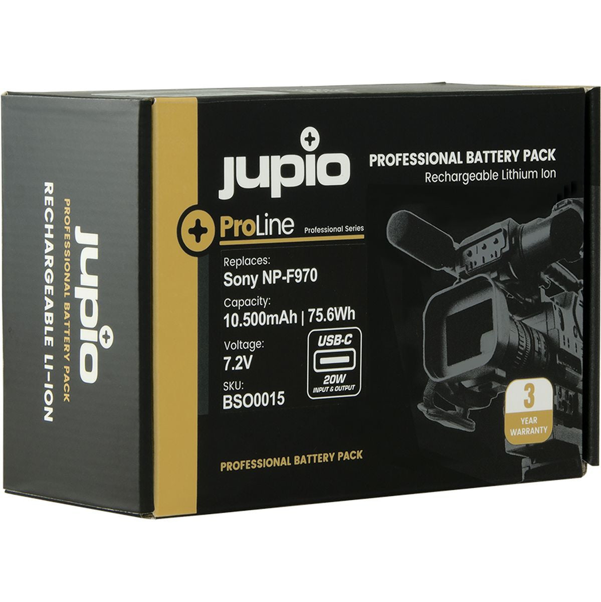 Jupio ProLine NP-F970 (USB-C 20W PD Input/Output) 10500mAh