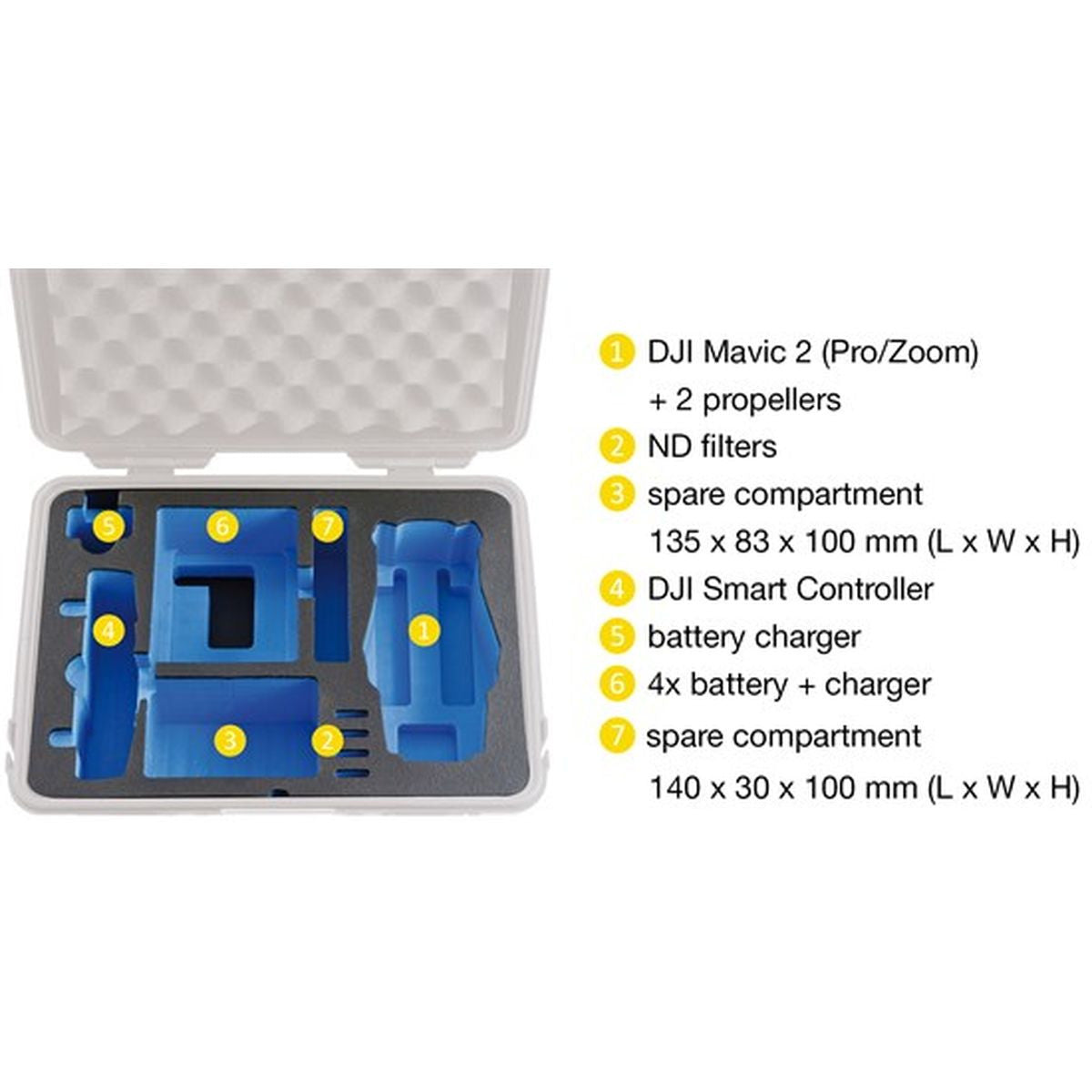 B&W Type 4000 For DJI Mavic 2 (Pro/Zoom) Fly More Kit Yellow
