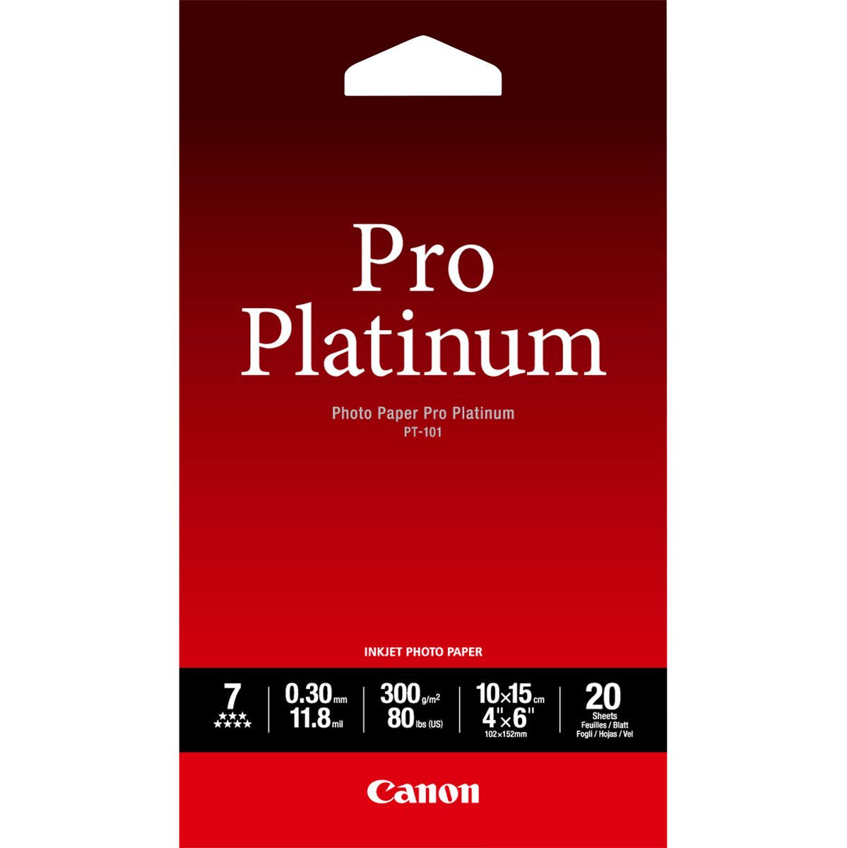 Canon Photo Paper Pro Platinum 100x150mm 300 G/M² 20P Photo Paper