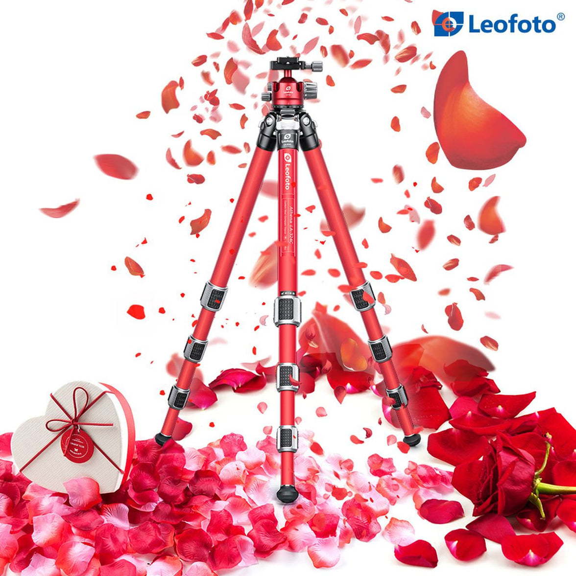 Leofoto LA-324C+LH-40(Red) CNC Tripod Hard Anodize