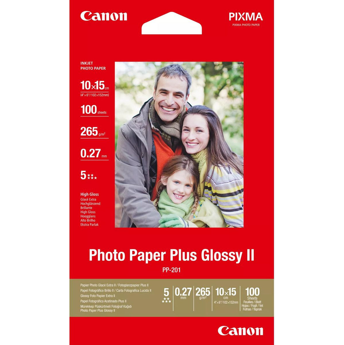 Canon BJ Media PH Paper PP-201 4x6 100SH Photo