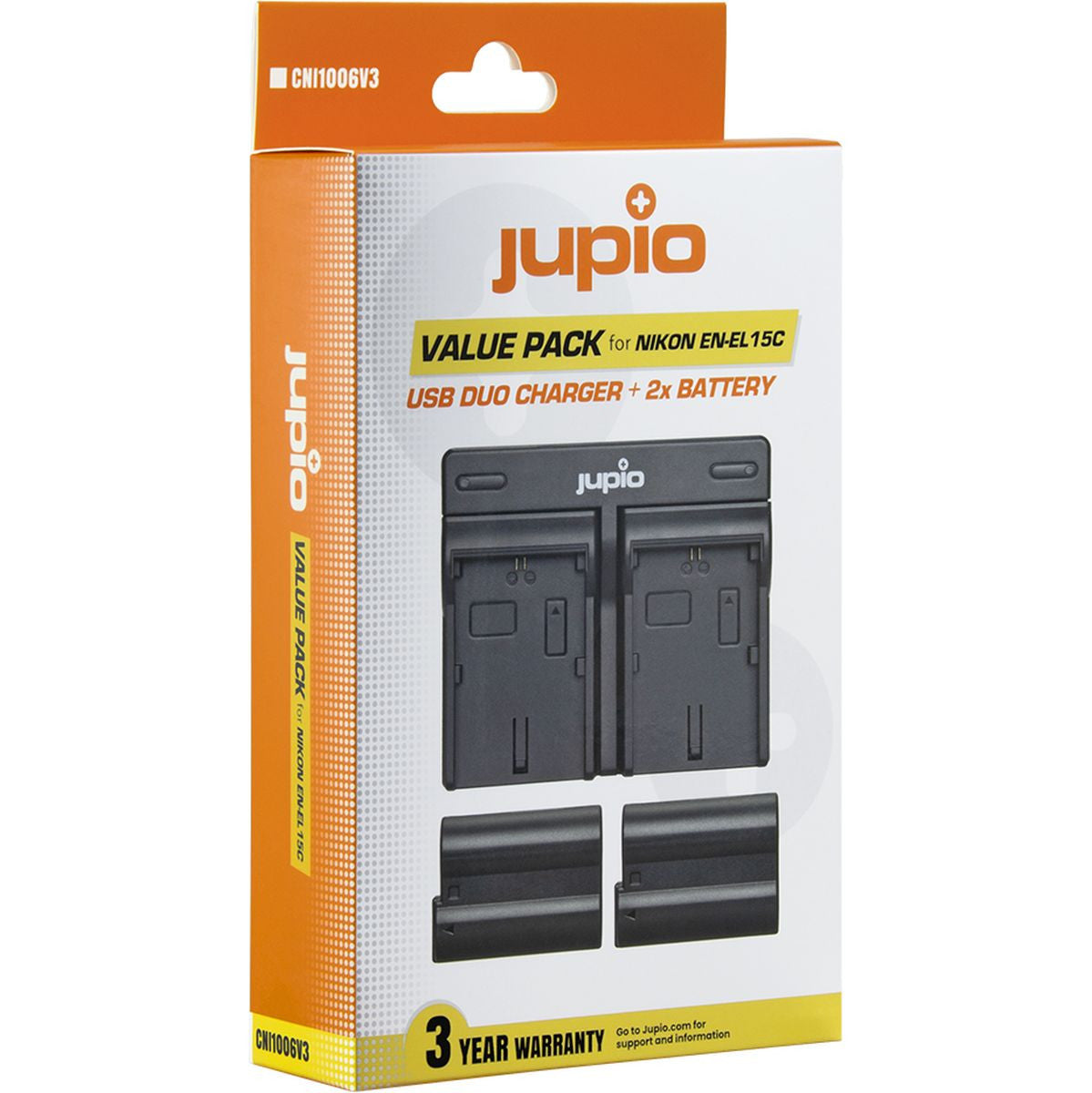 Jupio Value Pack: 2X Battery EN-EL15C 2100mAh + USB Dual Charger