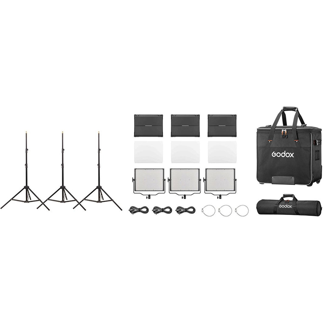 Godox Studio LED Light Panel 3 Light Kit P120BI K2