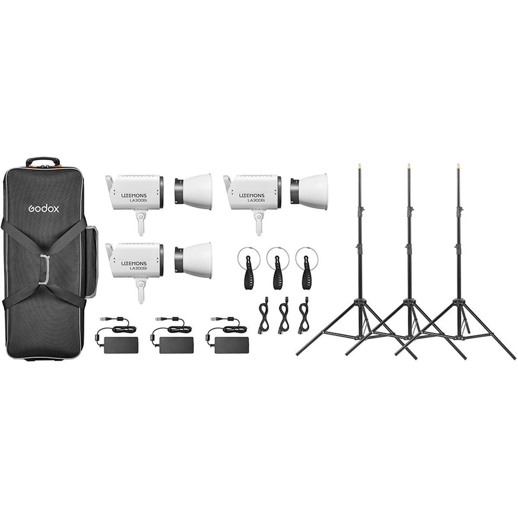 Godox Litemons LA300BI Bi Colour LED Video Light 3 Light Kit (White)