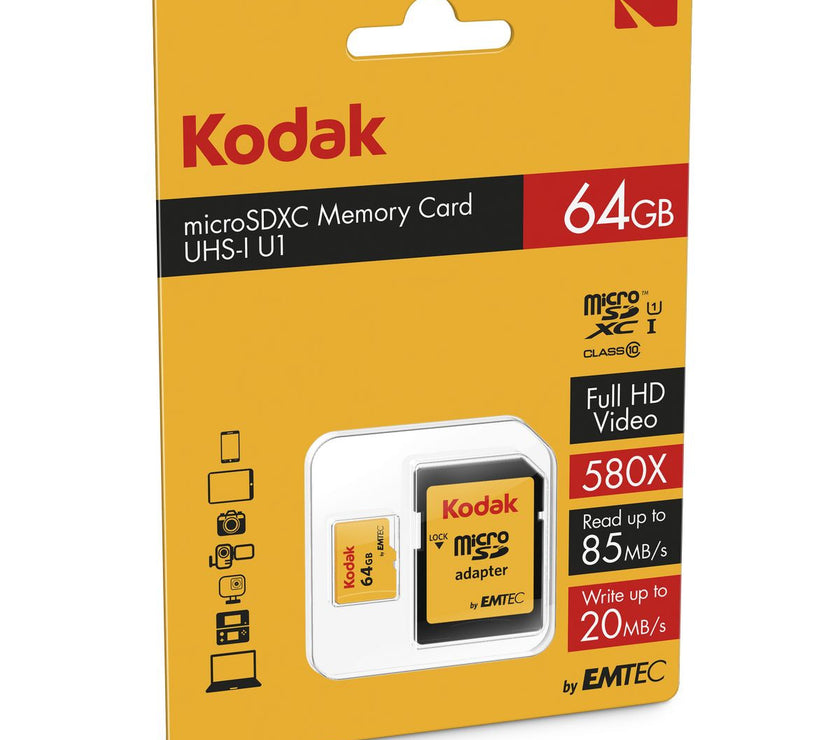 Kodak MicroSDXC 64GB CLASS10 U1 w/ Adapter