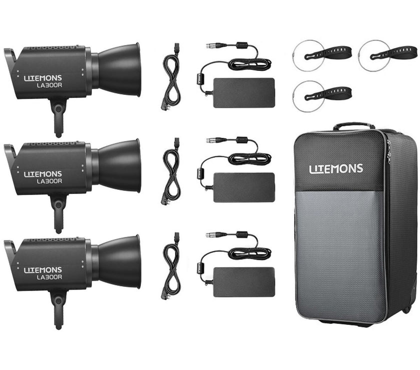 Godox Litemons LA300R RGB LED Video Light 3 Light Kit (Black)