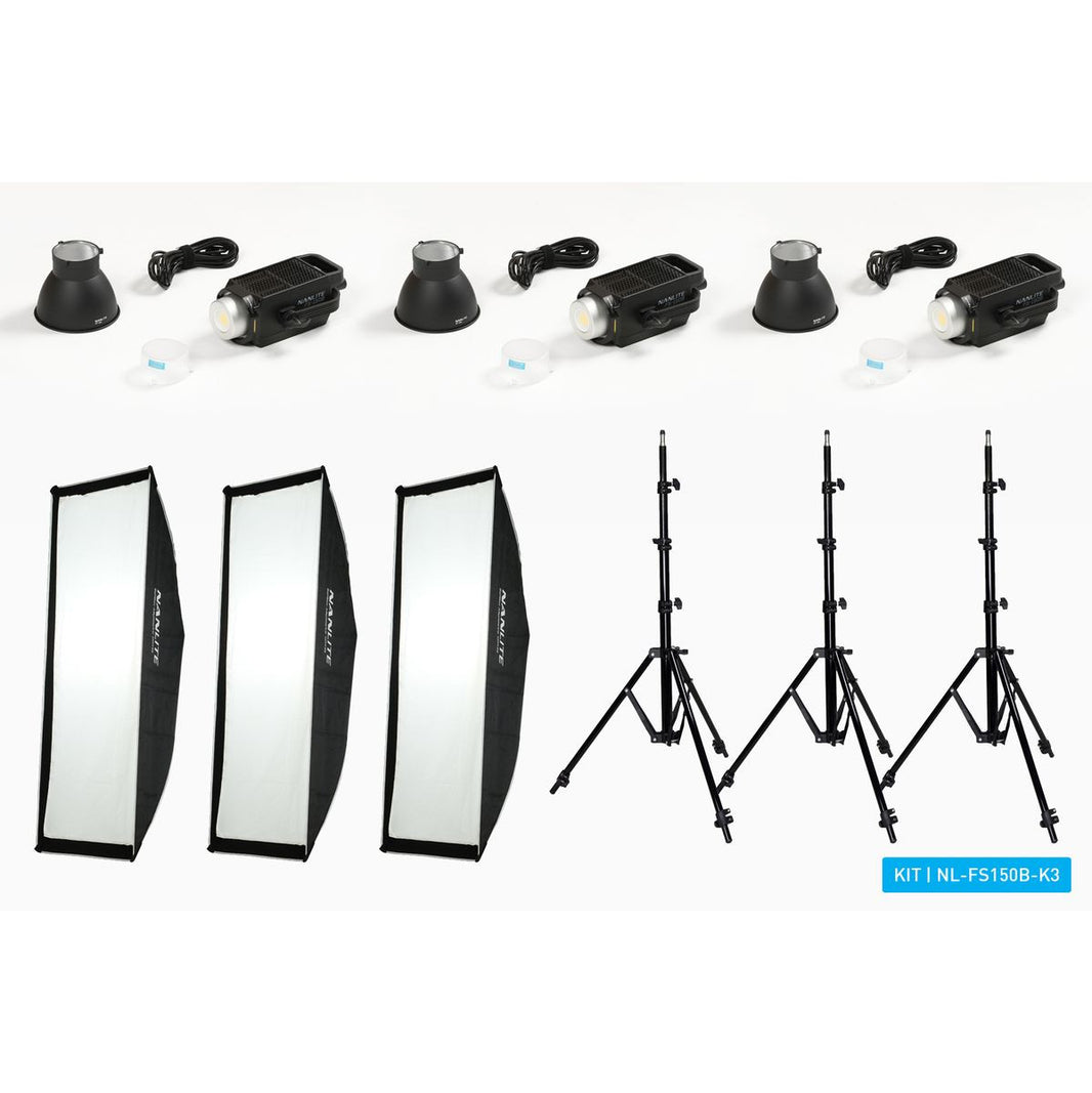 Nanlite FS-150B LED Spot Light Dual Kit (w/ Light Stand And Softbox)