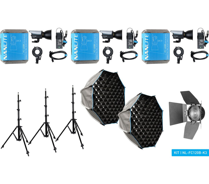 Nanlite FC-120B LED Bi-Colour Spot Light Tripple Kit