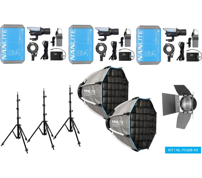 Nanlite FC-60B LED Bi-Colour Spot Light Tripple Kit
