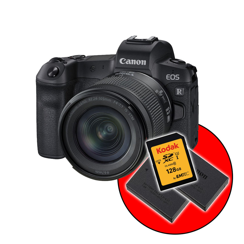 Canon EOS RP + RF 24-105mm F4-7.1 IS STM + 2 Batterijen + 128 Gb SD-kaart
