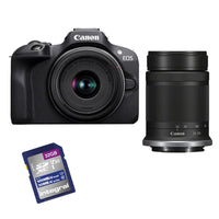 Canon EOS R100 + RF-S 18-45mm IS STM + RF-S 55-210mm f5-7.1 IS STM + 32 Gb