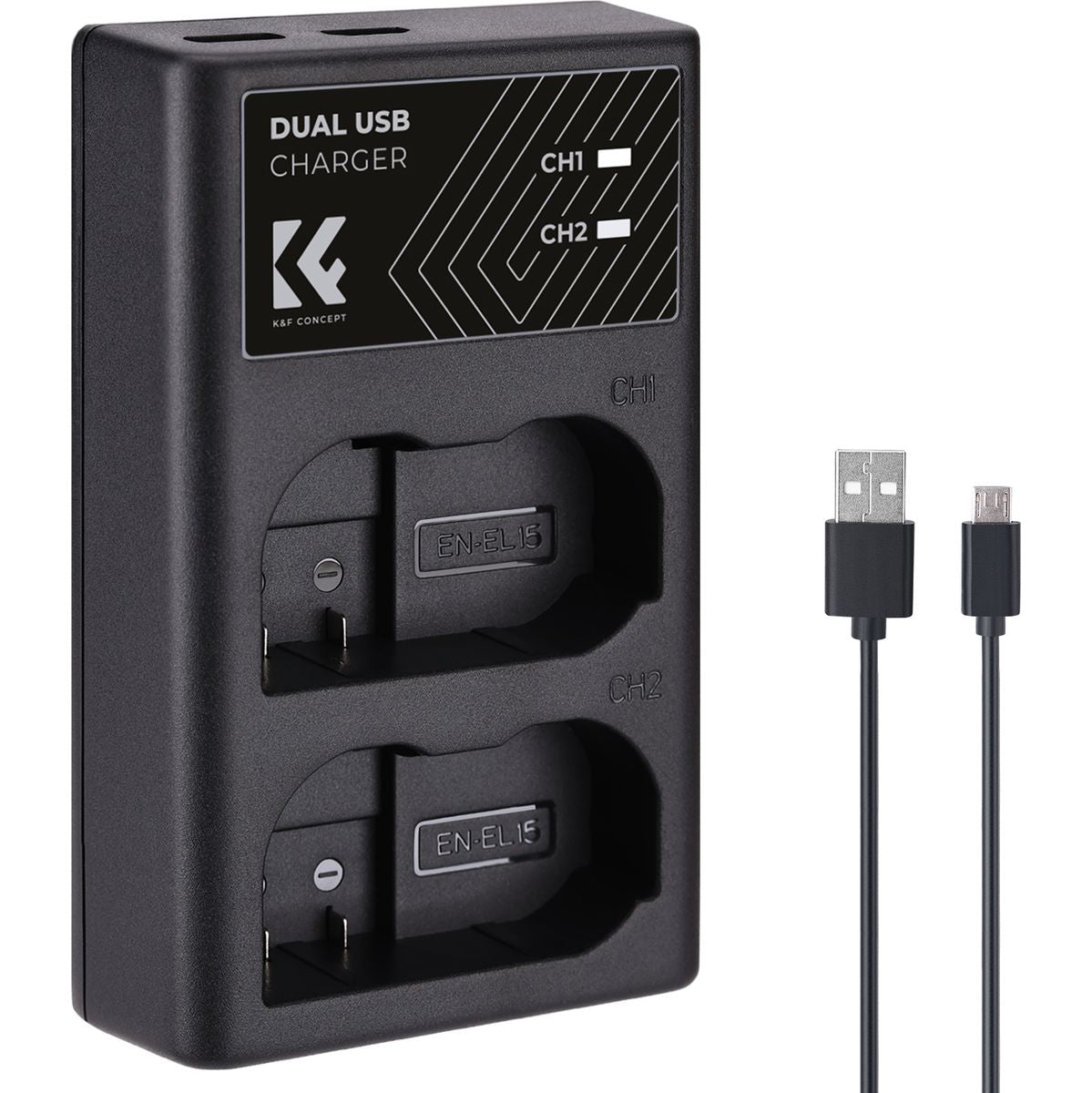 K&F Concept Dual Battery-Charger For EN-EL15 w/ USB-C