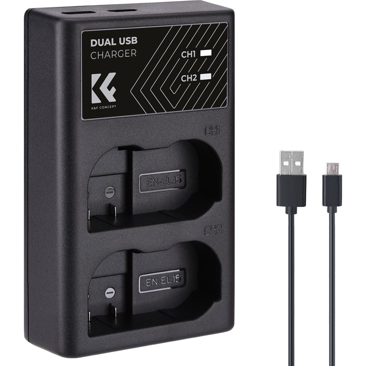 K&F Concept Dual Battery-Charger For EN-EL15 w/ USB-C